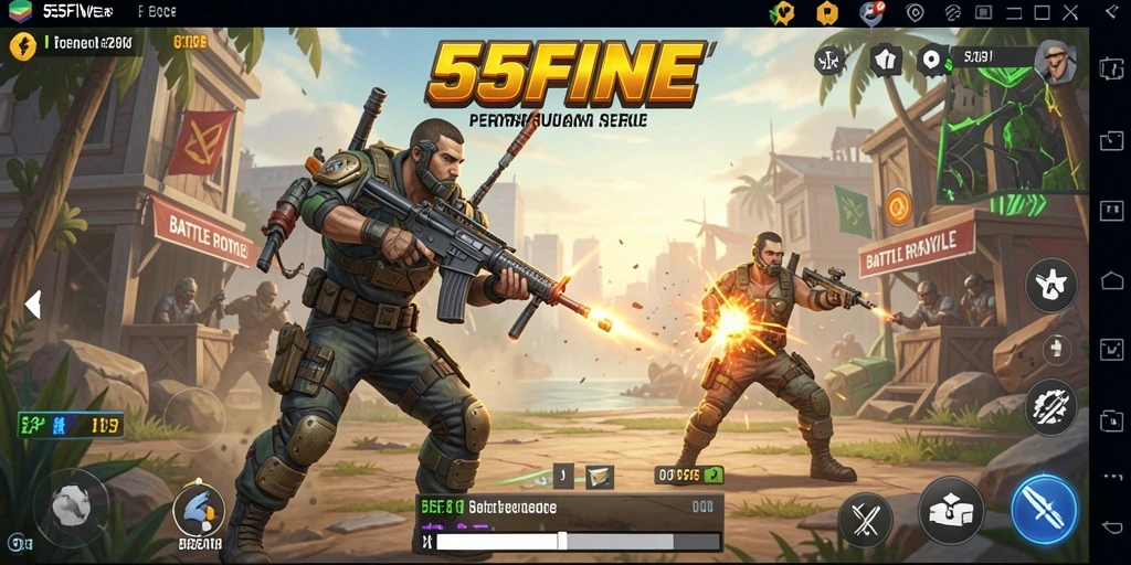 Gameplay seru di 55FIVE dengan pertempuran Battle Royale.