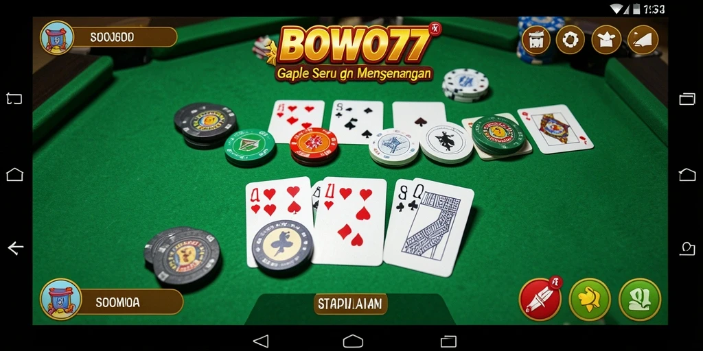 Tampilan seru gameplay Gaple di BOWO77 dengan teman.