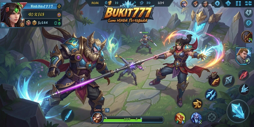 Gameplay seru BUKIT777 dengan aksi MOBA yang mendebarkan.