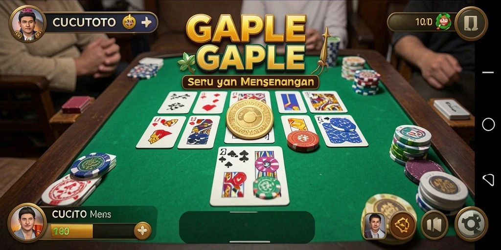 Screenshot menunjukkan gameplay seru CUCUTOTO dalam permainan Gaple.