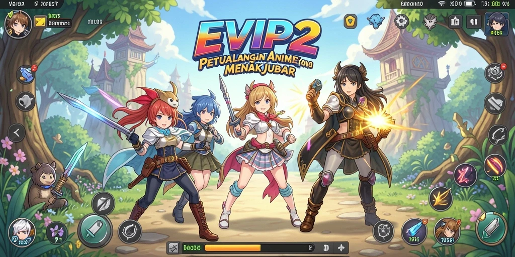 Screenshot gameplay <strong>EVIP2</strong> yang menunjukkan aksi karakter anime.