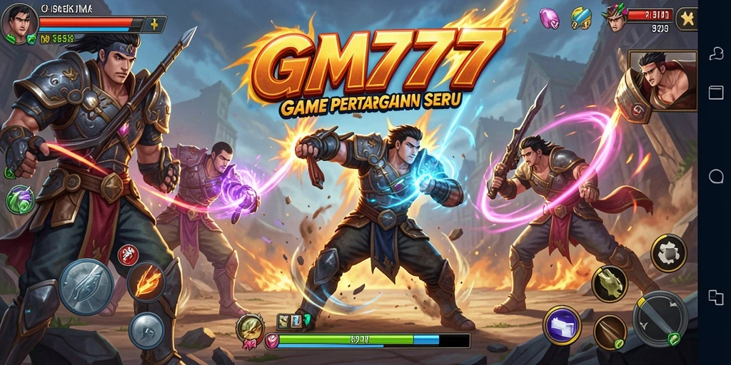 Screenshot permainan GM777 menunjukkan aksi pertarungan yang mendebarkan.
