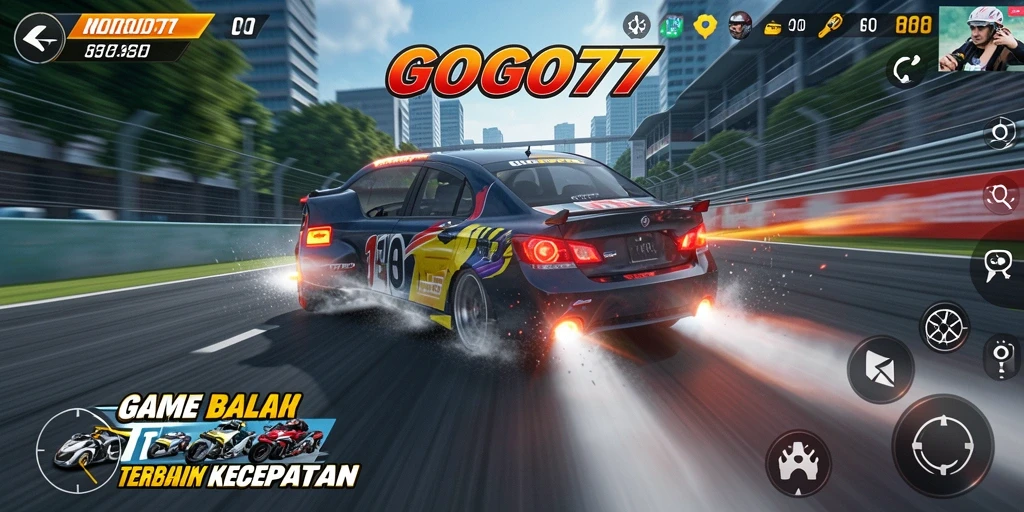 Screenshot gameplay GOGO77 menampilkan balapan penuh aksi yang mendebarkan.