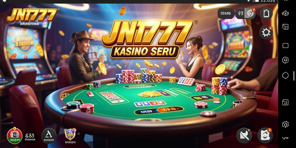 Tangkapan layar permainan JNT777 yang menampilkan suasana Kasino yang seru.