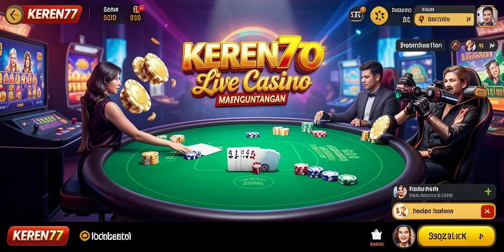 Screenshot gameplay KEREN77 menampilkan suasana kasino langsung yang penuh aksi.
