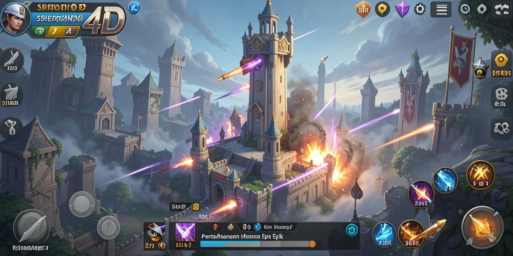 Tampilan gameplay menarik dari SENIOR4D saat bertahan melawan gelombang musuh.