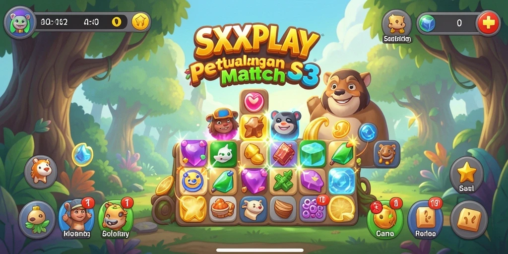 Tampilan menarik dari gameplay SXXPLAY dengan kombinasi warna permata.